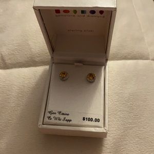 Geniune citrine and white sapphire earrings new